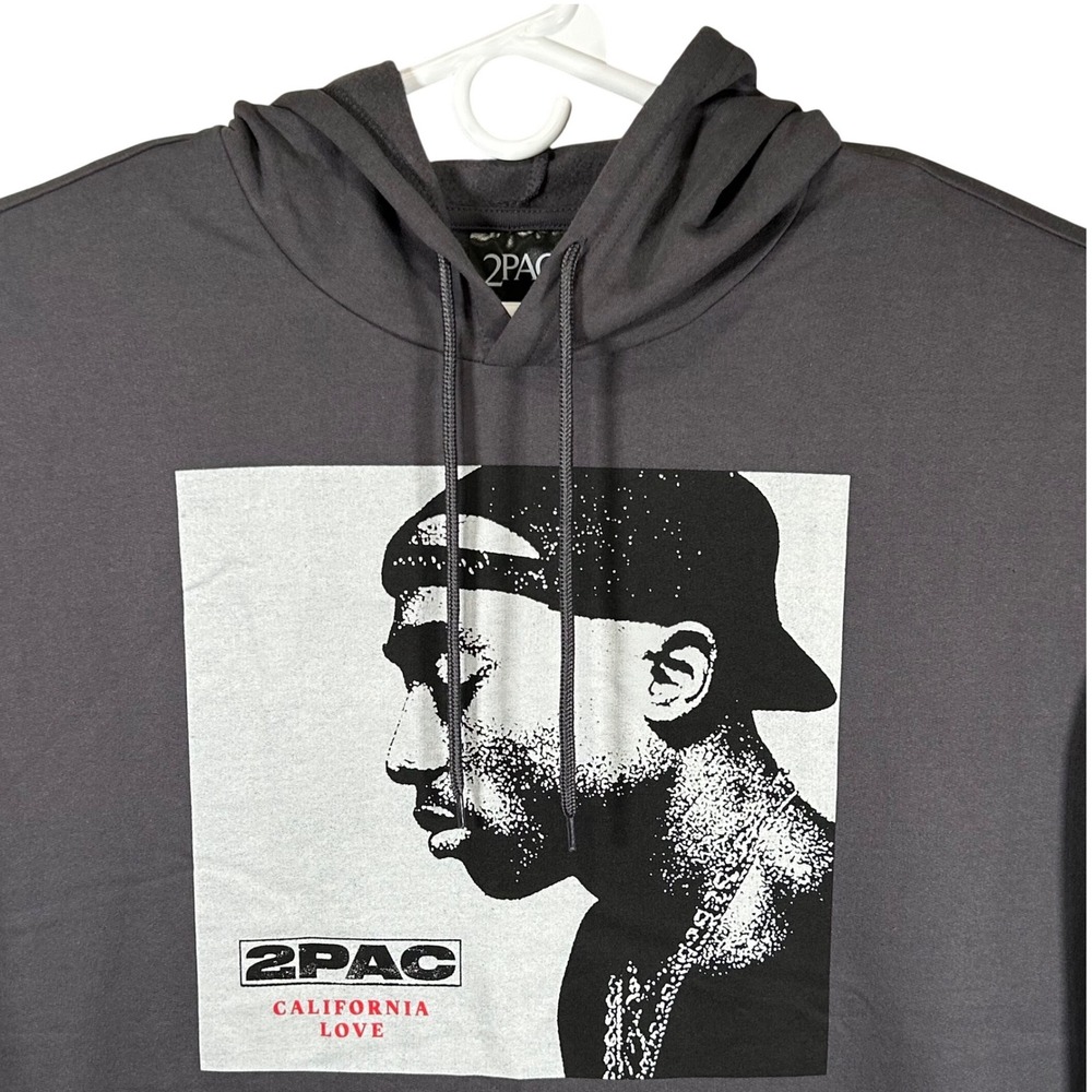 2Pac California Love Graphic Hoodie Volcanic Ash Grey Mens Size Large New